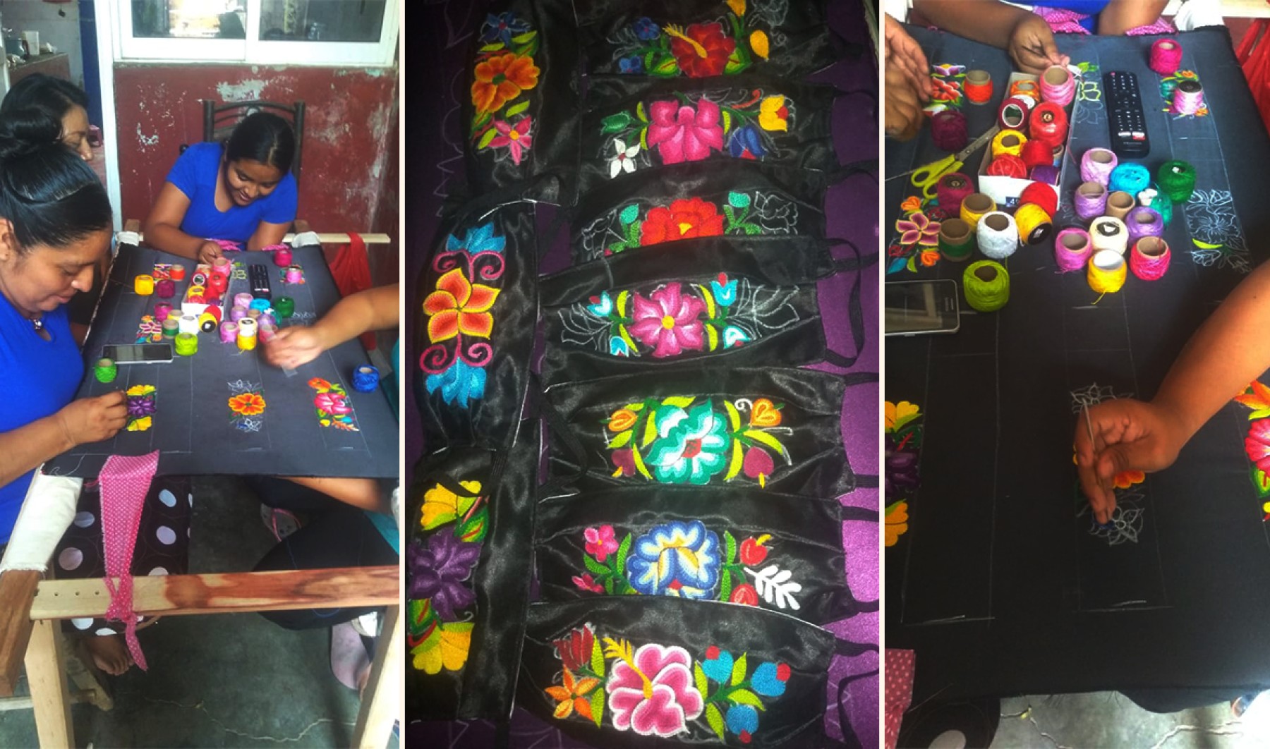 Artesanas oaxaqueñas pasaron de bordar trajes típicos a cubrebocas