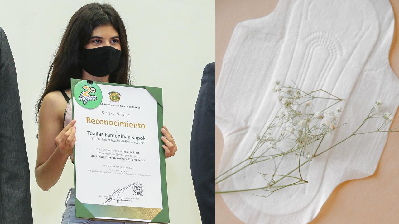 Estudiante de la UAEM crea toalla femenina con fibra de árbol totalmente biodegradable